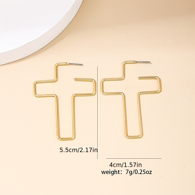 Women's Vintage Geometric Line Hollow Cross Earrings